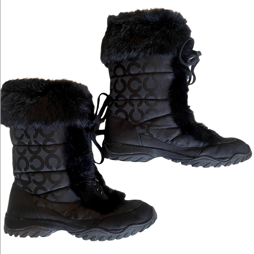 Coach Jennie op art fur lined women snow boots size 9
